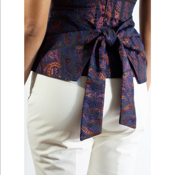 Intermix metallic paisley thick wool tube top. - Picture 3 of 4